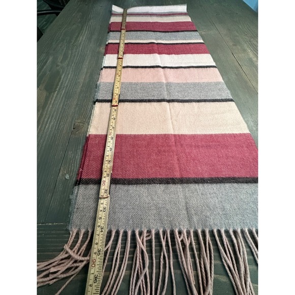 STEVE MADDEN Striped Scarf Italy Pink Gray Fringe 10.75"x 68" Cozy‎ Valentine - Picture 2 of 4